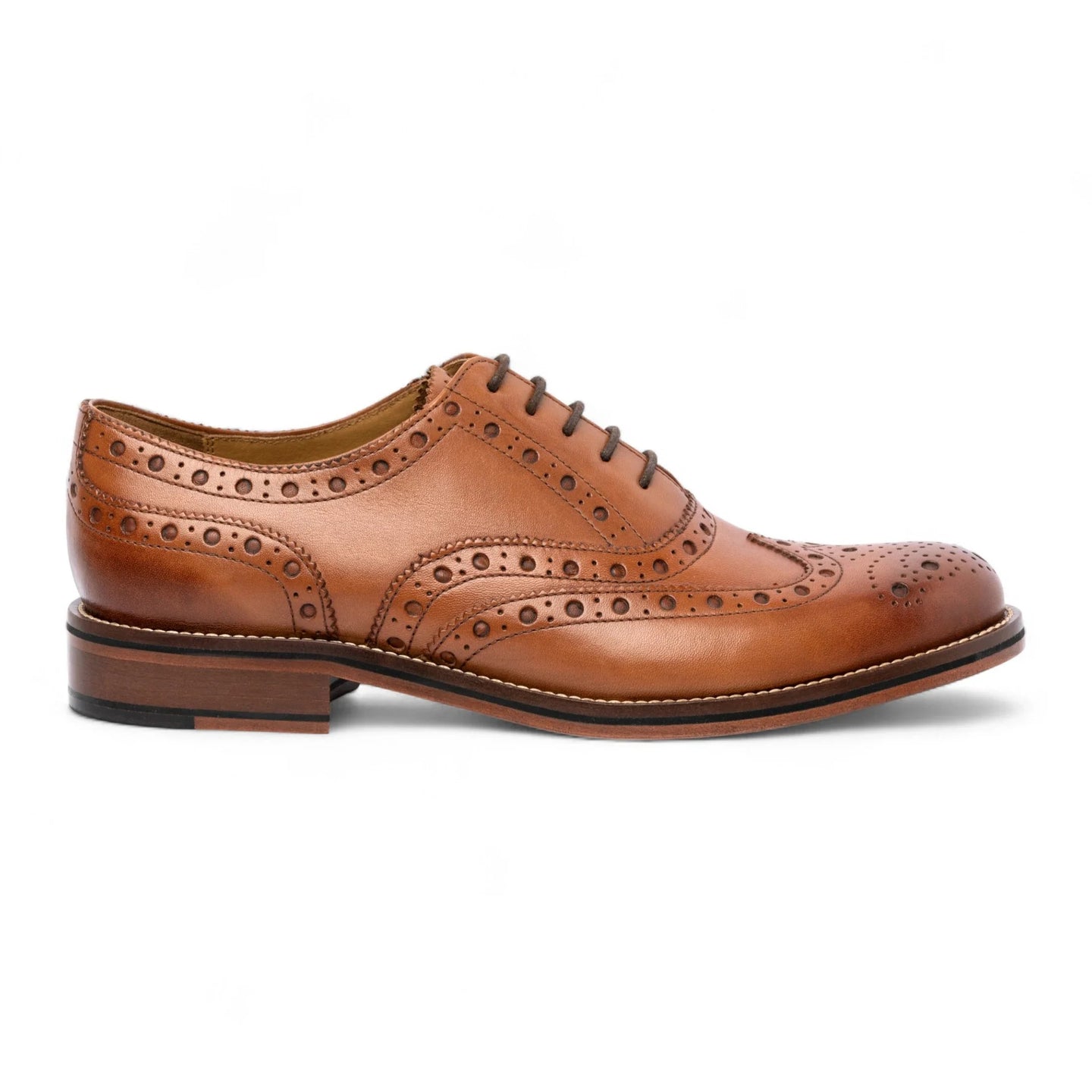 Herren-Brogue-Oxford-Schuhe aus hellbraunem Leder