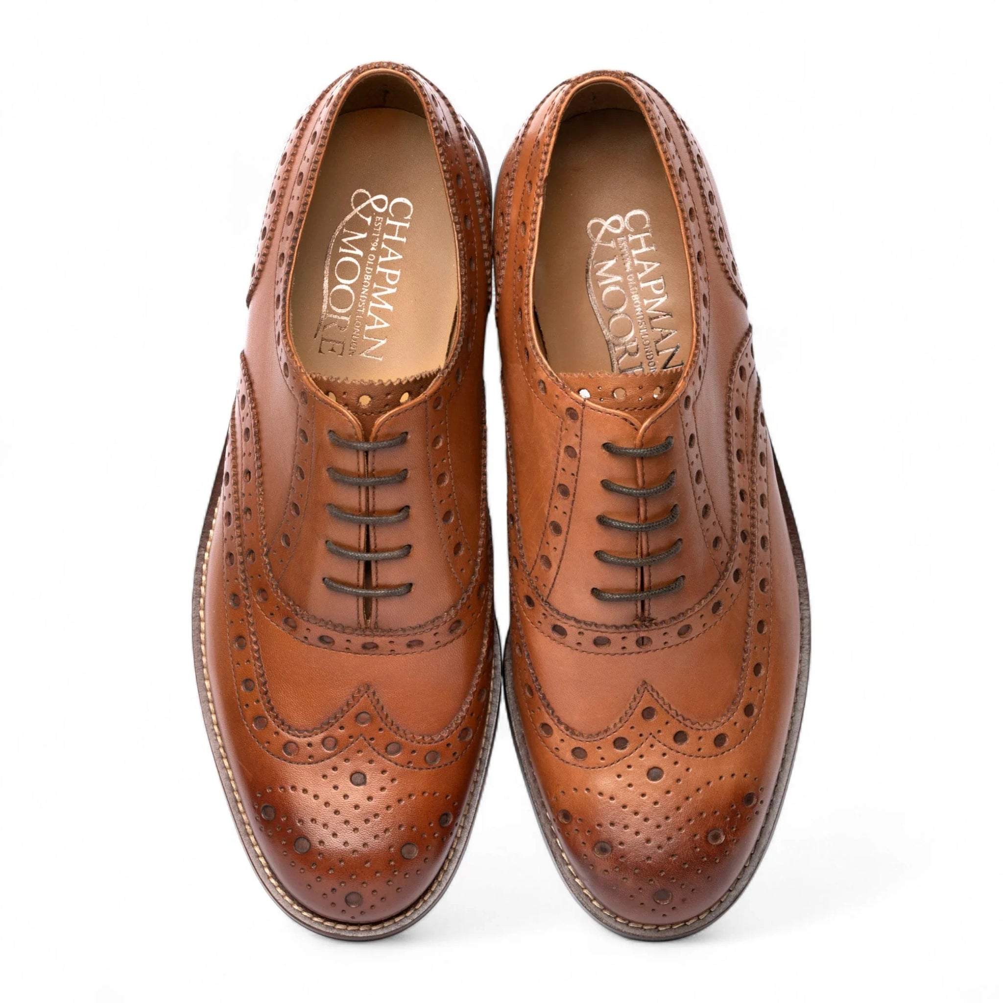 Herren-Brogue-Oxford-Schuhe aus hellbraunem Leder