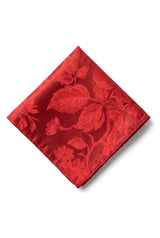 Herren Krawatte Einstecktuch Set Formelle Krawatte mit Blumenmuster - Rot