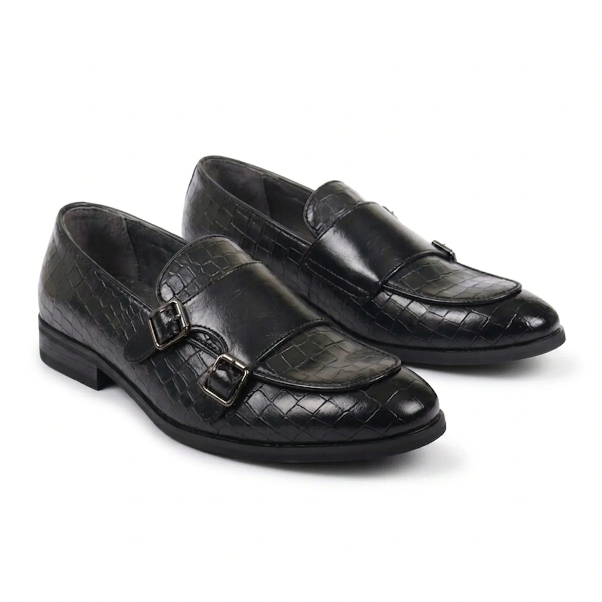 Herren-Loafer aus veganem Leder mit doppeltem Monk-Riemen