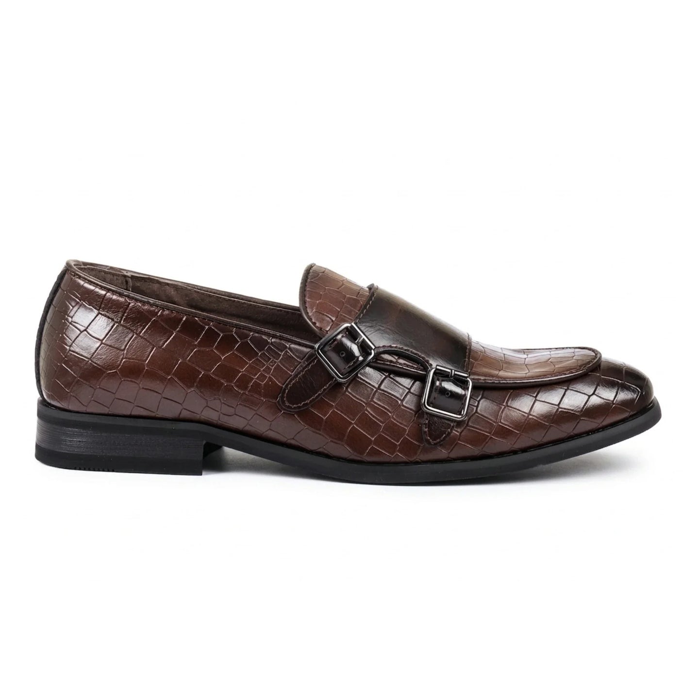 Herren-Loafer aus veganem Leder mit doppeltem Monk-Riemen