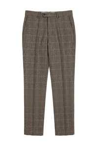 Dx-7 - Herren Tweedhose mit Karomuster, Fischgrätenmuster, Hellbraun, Regular