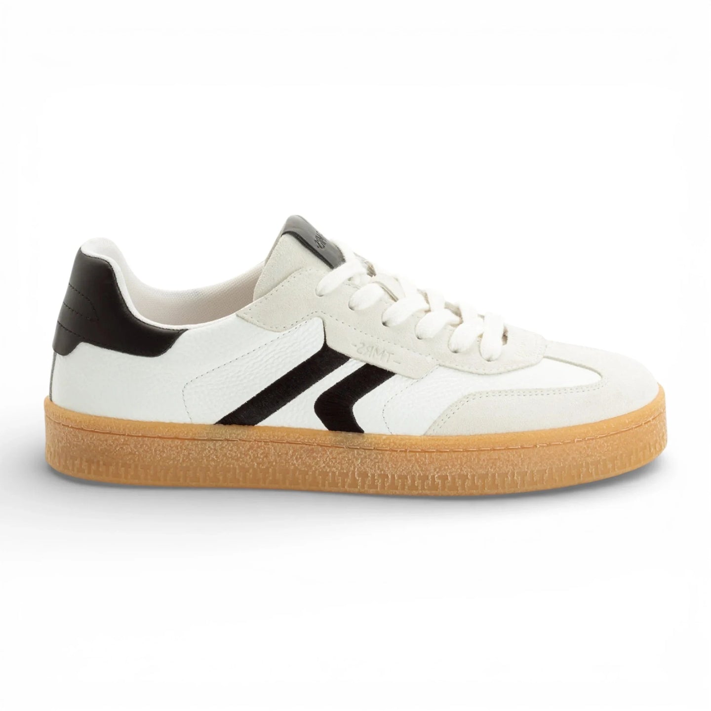 Weiße Herren-Sneaker aus Leder mit schwarzem Streifen
