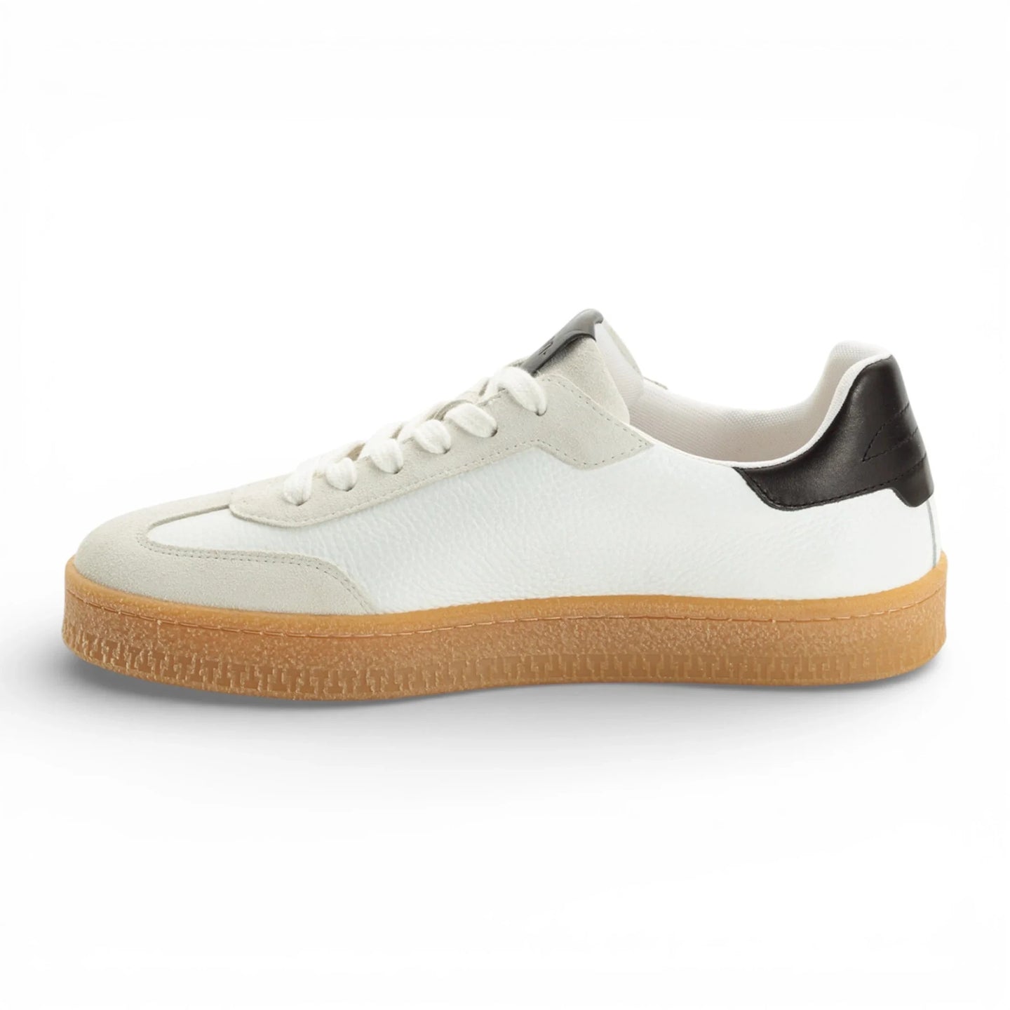Weiße Herren-Sneaker aus Leder mit schwarzem Streifen