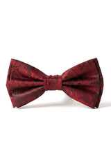 Geschenkset für Herren, Weinrot, Fliege, Einstecktuch, Manschettenknöpfe