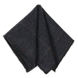 Herrenkrawatte aus Wollmischgewebe mit Fischgrätmuster und Tweed-Karo – Marineblau