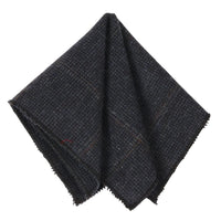 Herrenkrawatte aus Wollmischgewebe mit Fischgrätmuster und Tweed-Karo – Marineblau