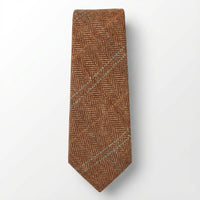 Herrenkrawatte aus Wollmischgewebe mit Fischgrätmuster und Tweed-Design – Eiche
