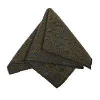 Herrenkrawatte aus Wollmischgewebe mit Fischgrätmuster und Tweed-Optik – Olivgrün