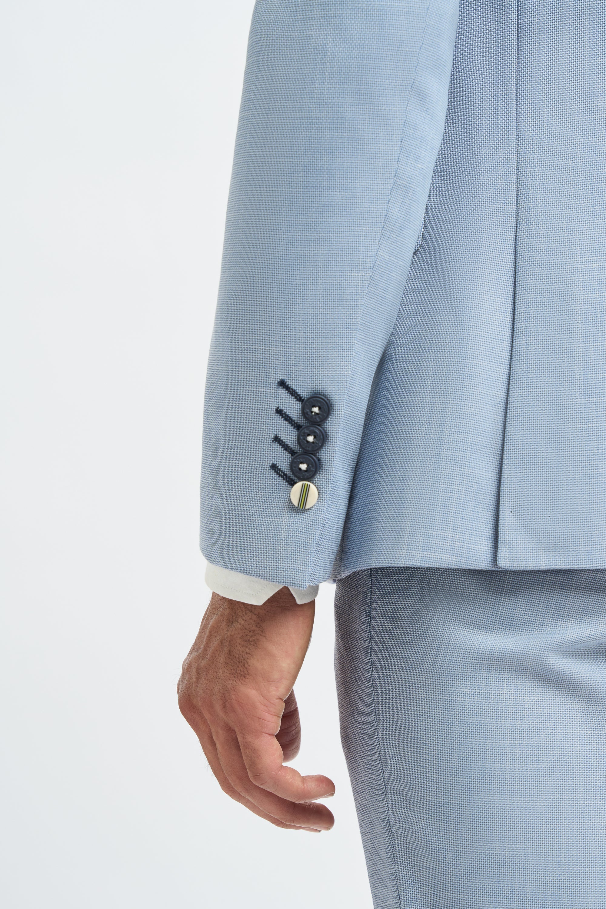 Herren 3-teiliger Anzug Hellblau Sommer Leinen Tailored Fit Hochzeit Abschlussball Klassisch