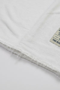 Weißes Herren-T-Shirt mit lockerer Passform, offener Kante, Rundhalsausschnitt, Baumwollmischung