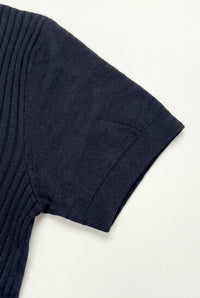 Marineblaues Strick-Poloshirt mit Reißverschluss für Herren