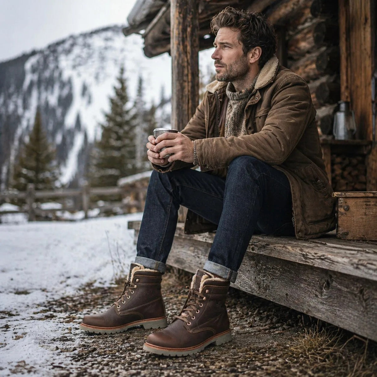 P03 Aviator C23 – Braune, wasserdichte Herren-Ankle-Boots aus Leder