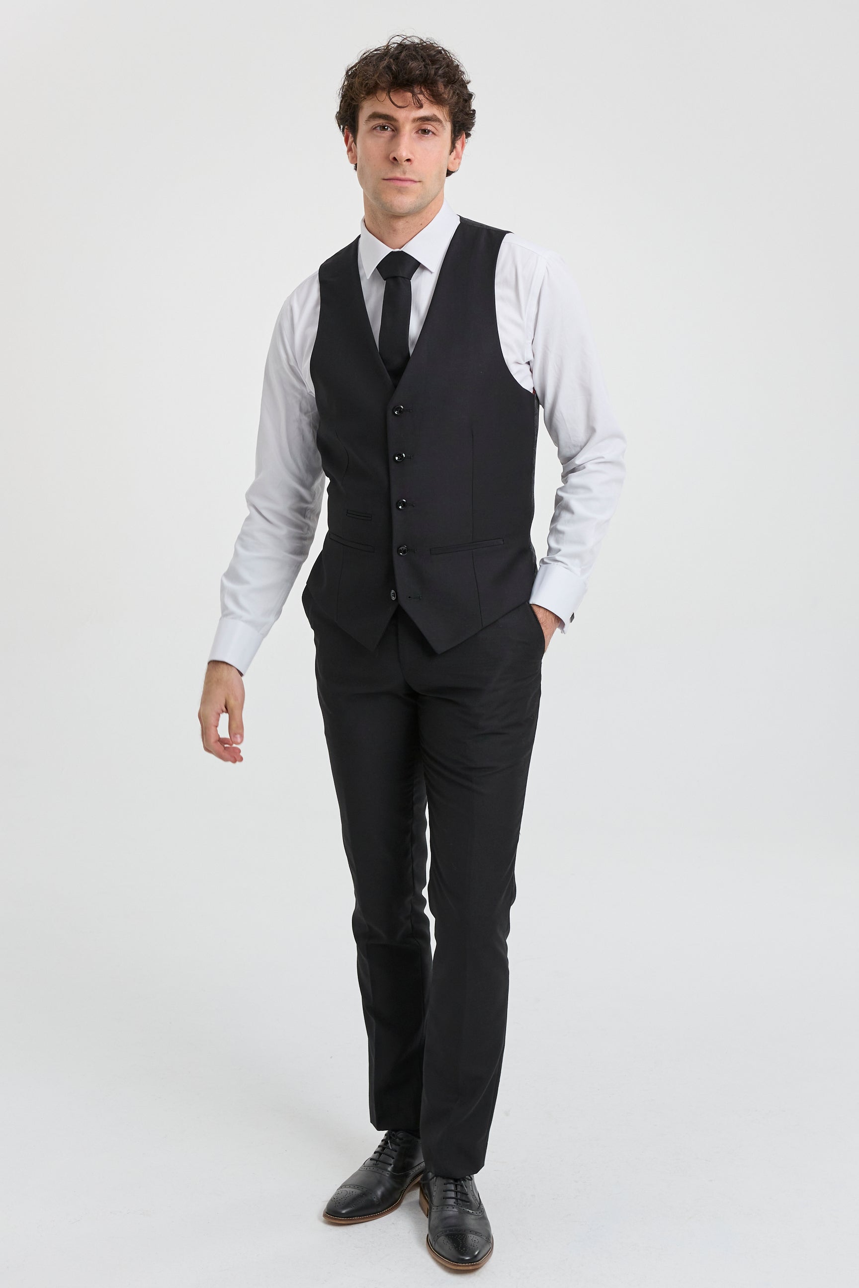 Paul Andrew Parker – Herrenanzug, 3-teilig, schwarz, maßgeschneidert, komplett, klassischer Türsteher, Trauer, Beerdigung