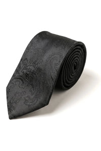 Paisley Hals schwarze Krawatte Geschenk-Set Einstecktuch Manschettenknöpfe Floral Satin