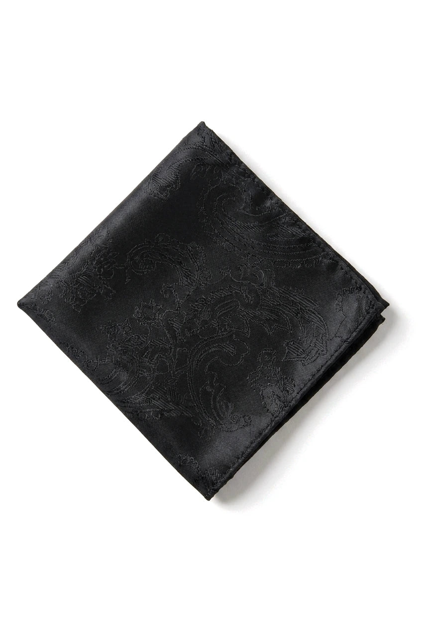 Paisley Hals schwarze Krawatte Geschenk-Set Einstecktuch Manschettenknöpfe Floral Satin