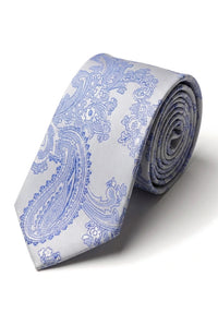 Paisley Hals blau Krawatte Geschenk-Set Einstecktuch Manschettenknöpfe Floral Satin