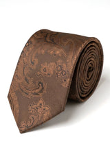 Paisley-Krawatte, braun, Geschenkset, Einstecktuch, Manschettenknöpfe, Krawatte, florales Satin
