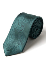 Paisley Hals grün Krawatte Geschenk-Set Einstecktuch Manschettenknöpfe Floral Satin