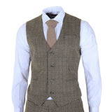 Herrenanzug, hellbraun, klassisch kariert, Slim Fit, 3-teilig