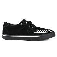 Spitz zulaufende Creeper Sneaker, schwarz-weiße Wildleder-Plateauschuhe