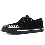 Spitz zulaufende Creeper Sneaker, schwarz-weiße Wildleder-Plateauschuhe
