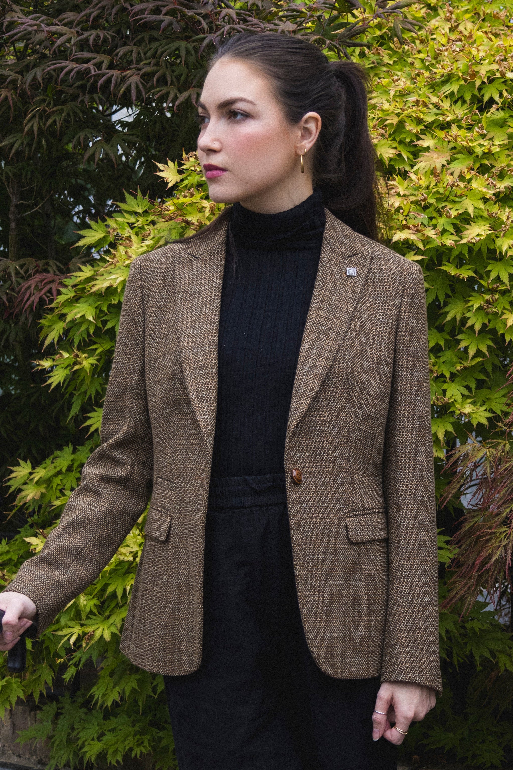 Ralph - Damenblazer aus braunem Tweed, taillierte Passform