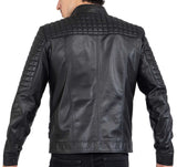 Real Lamb Leather Motorcycle Black Tailored Fit Jacket for Men Beckham - B205
