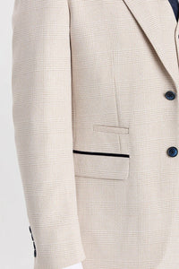 Regent - Cremefarbener karierter Blazer im Hochzeitsstil für Herren