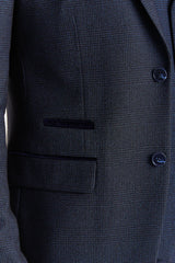 Regent – Herrenblazer in Marineblau mit Karomuster und taillierter Passform