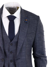 Navy-Blue Graph Check 3 Piece Suit - RK20-02
