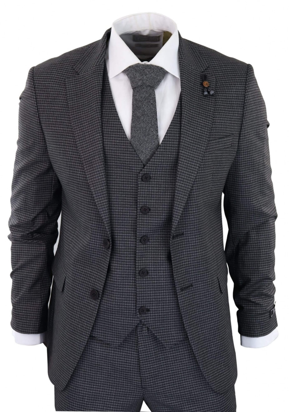 Dark-Grey Sheppard's Check 3 Piece Suit - RK20-12