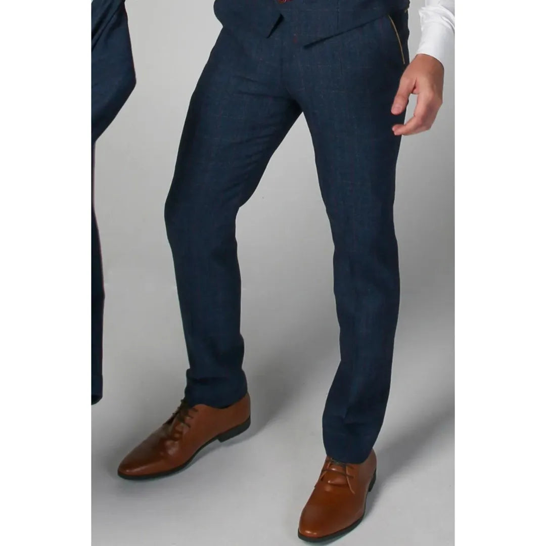 Scott - Men's Blue Tweed Checked Trousers1 Review