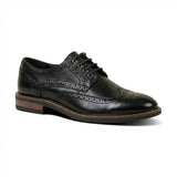Stokes - Schwarze Herren-Brogue-Schnürschuhe aus Leder