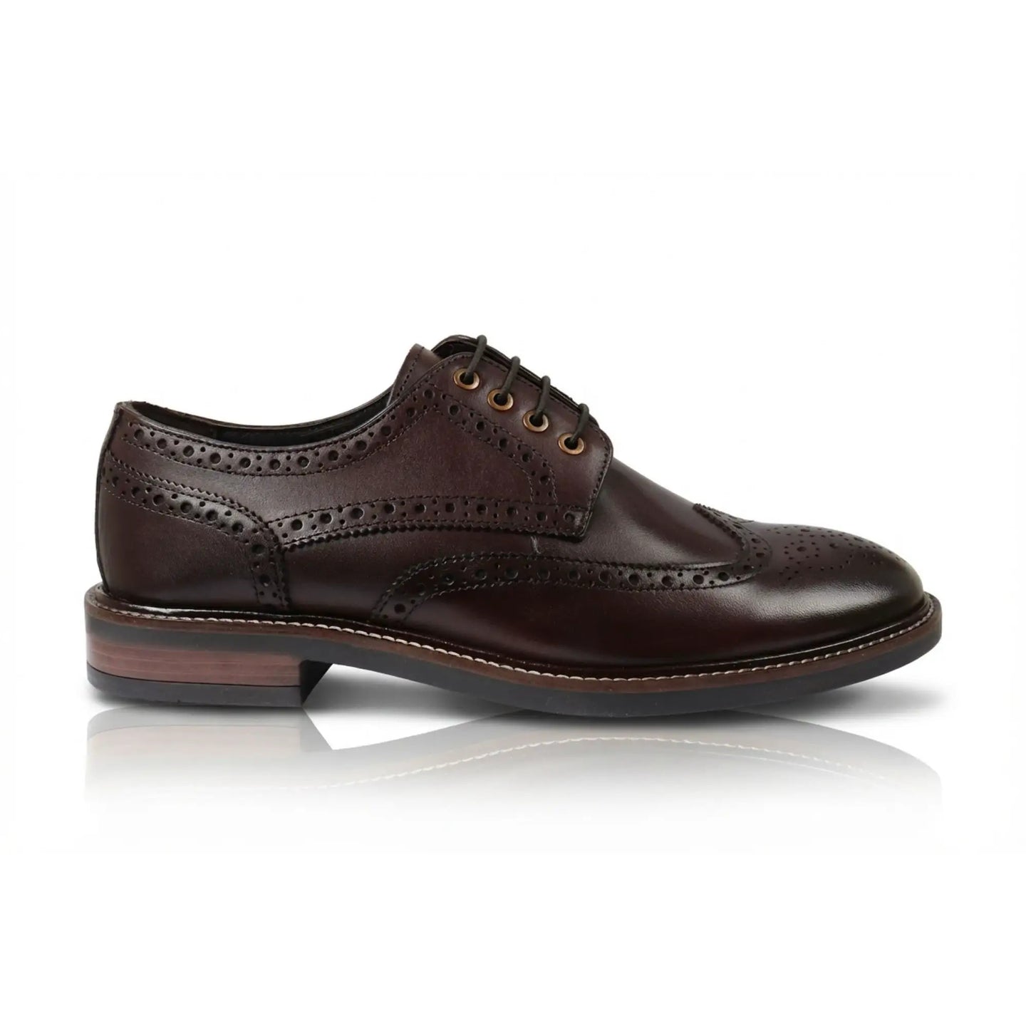 Stokes - Braune Herren-Brogue-Schnürschuhe aus Leder mit Flügelkappe