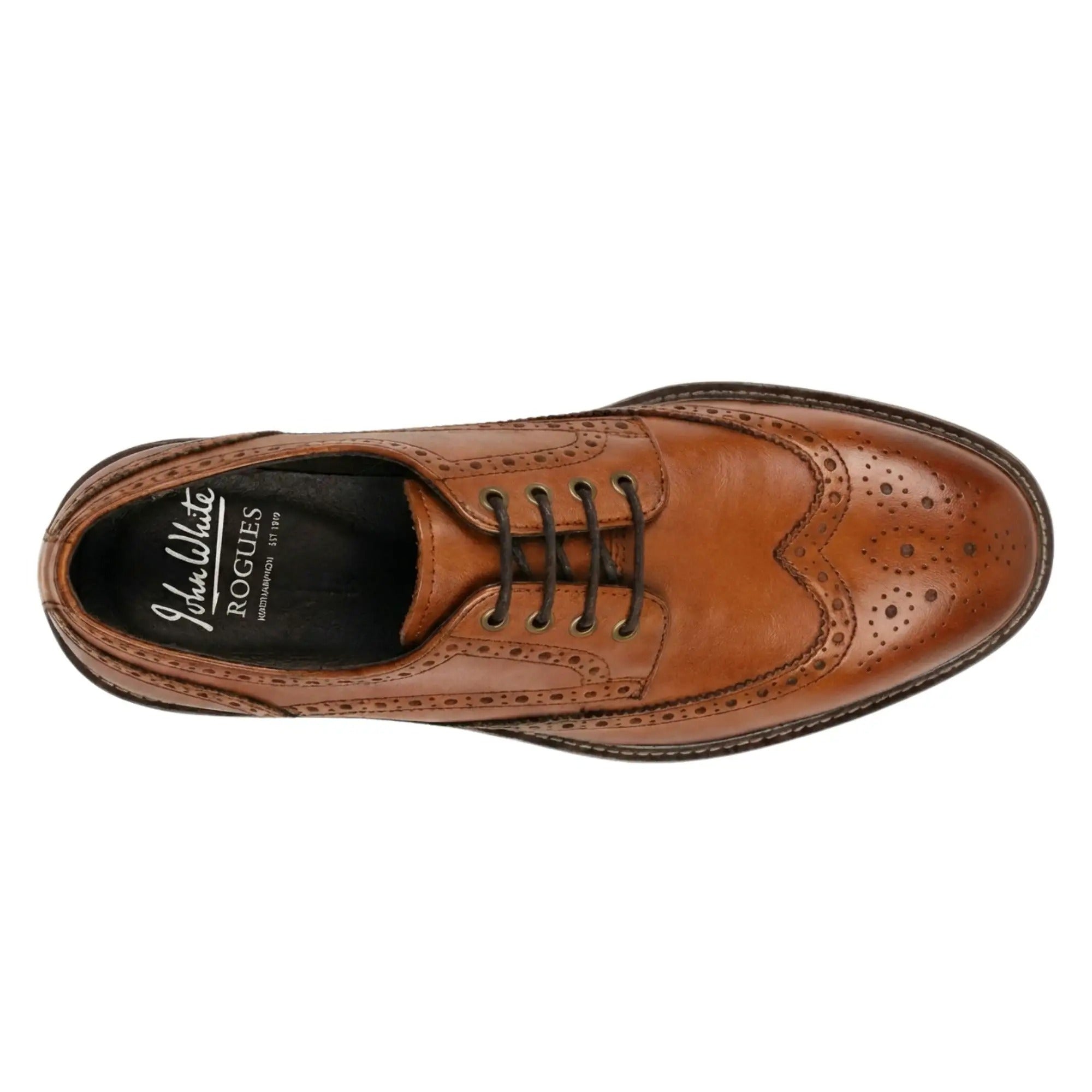Stokes - Herren-Brogue-Schnürschuhe aus hellbraunem Leder