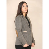 Damen-Blazer aus Fischgrät-Tweed, Eichenbraun, klassische Jacke