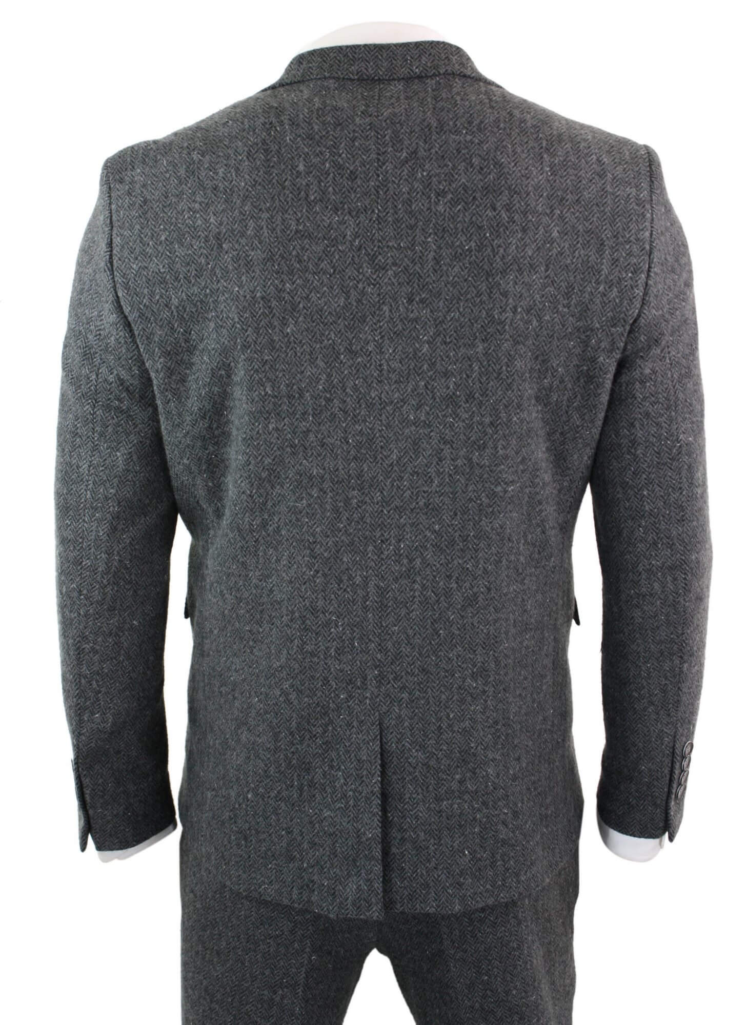 Men's Charcoal Grey 3 Piece Tweed Herringbone Suit - STZ11