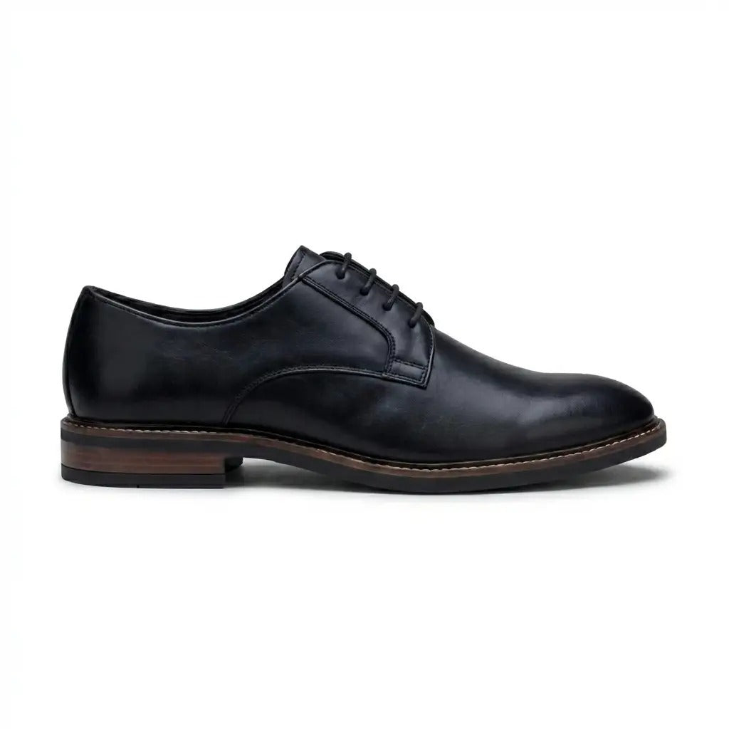 Tanner - Schwarze Herren-Derby-Schnürschuhe aus Leder mit schlichter Zehenpartie