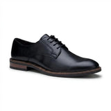 Tanner - Schwarze Herren-Derby-Schnürschuhe aus Leder mit schlichter Zehenpartie