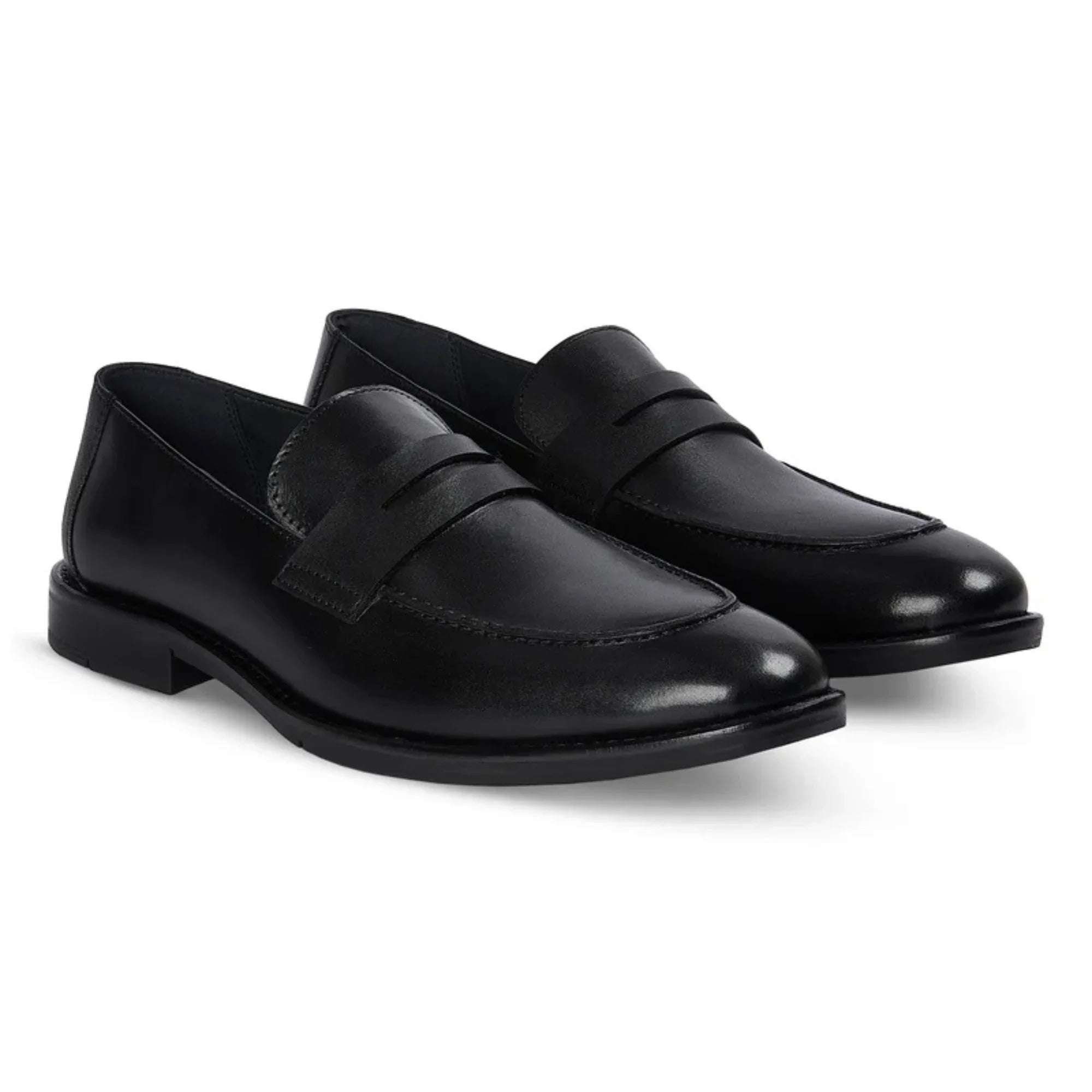 Ted – Schwarze Herren-Penny-Loafer aus Leder im klassischen Mokassin-Stil