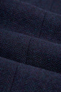 Thomas – Herrenhose aus marineblauem Wollmischgewebe mit Fischgrätmuster