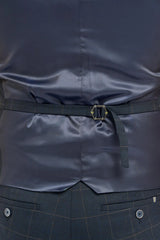 Torino - Herrenweste mit marineblauem Karomuster und doppelter Knopfleiste