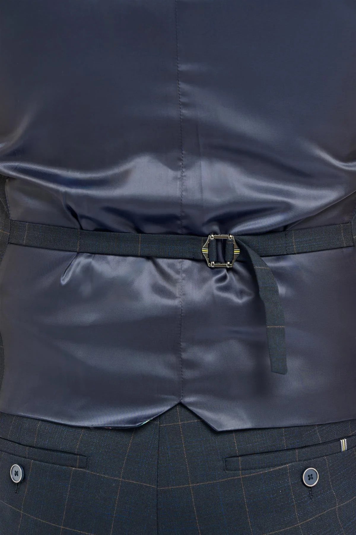 Torino - Herrenweste mit marineblauem Karomuster und doppelter Knopfleiste