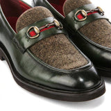 Tristian - Grüne Herren-Loafer aus Tweed mit Fischgrätmuster