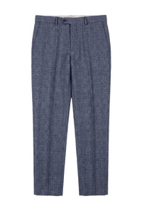 Victor - Herren Tweed Karo Blau Hochzeitshose