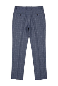Victor - Herren Tweed Karo Blau Hochzeitshose