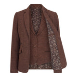 WS-12 - Damen-Tweed-Blazer, Fischgrätmuster, Wolle, Rostbraun