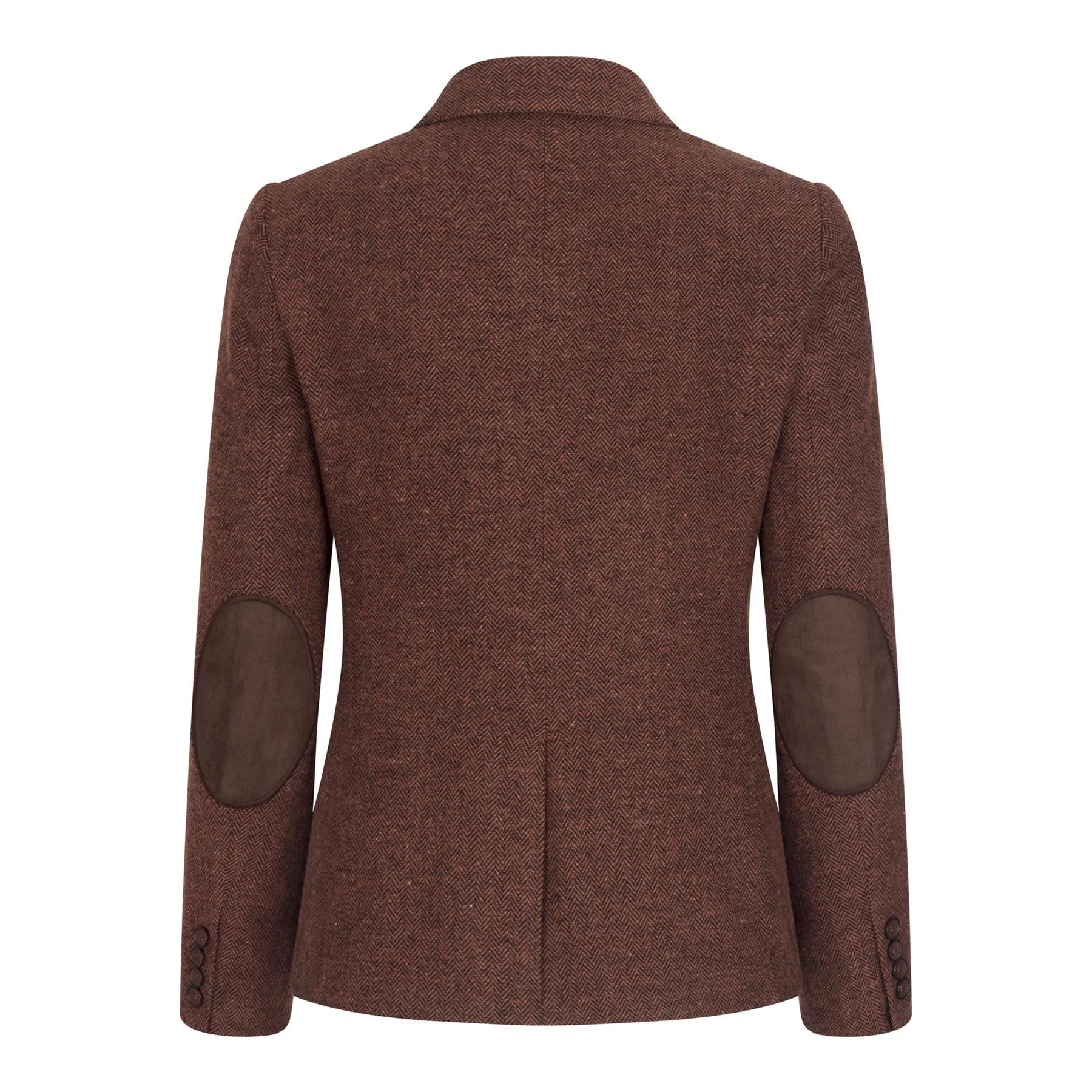 WS-12 - Damen-Tweed-Blazer, Fischgrätmuster, Wolle, Rostbraun