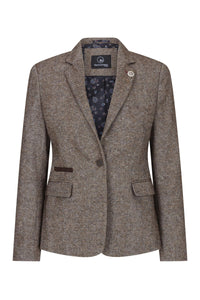 Womens Blazer  1920s Vintage Blinders Tan Brown Herringbone Tailored Fit